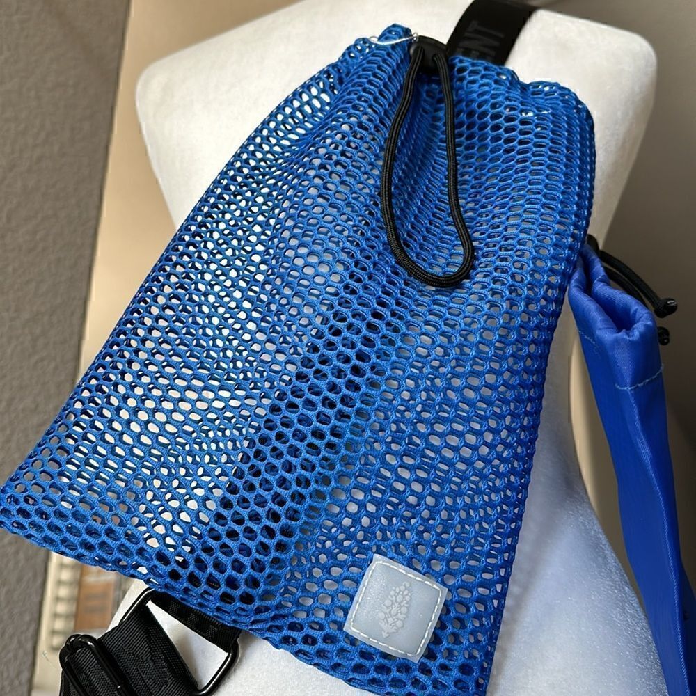 NWOT Free People Mesh Sling Royal Blue Double Bag Thick Band Crossbody Pouch - Picture 5 of 10